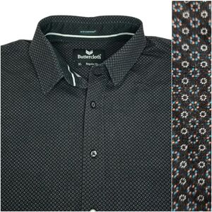 Buttercloth Men's Black Patterned Casual Button Down Shirt